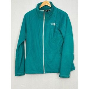 The North Face Full Zip Fleece Jacket Womens Teal Logo Lined Clean Size Large